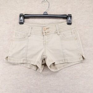 Zana Di Khaki Shorts 3 Low Rise Y2K Double Button Tan Stretch Cotton